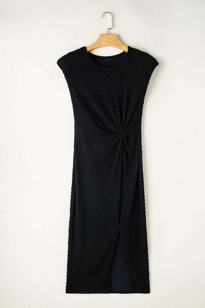 Robe midi fluide taille plissée