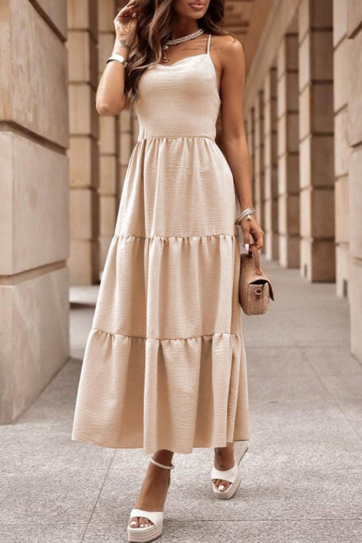 Robe longue fluide sans manches bohème