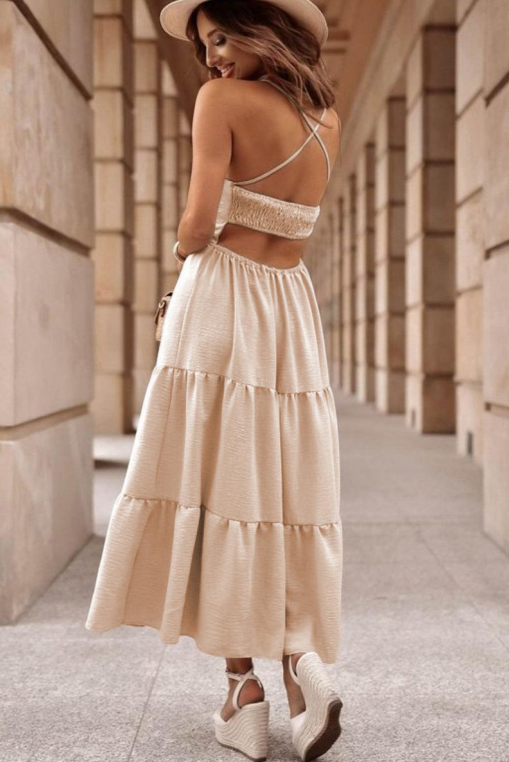 Robe longue fluide sans manches bohème