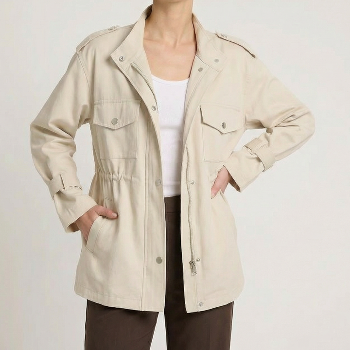 Veste longue structurée avec ceinture pour femme | Élene