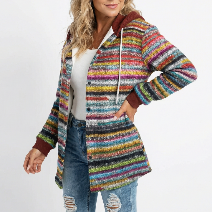 Veste à carreaux avec capuche pour femme | Carlyn