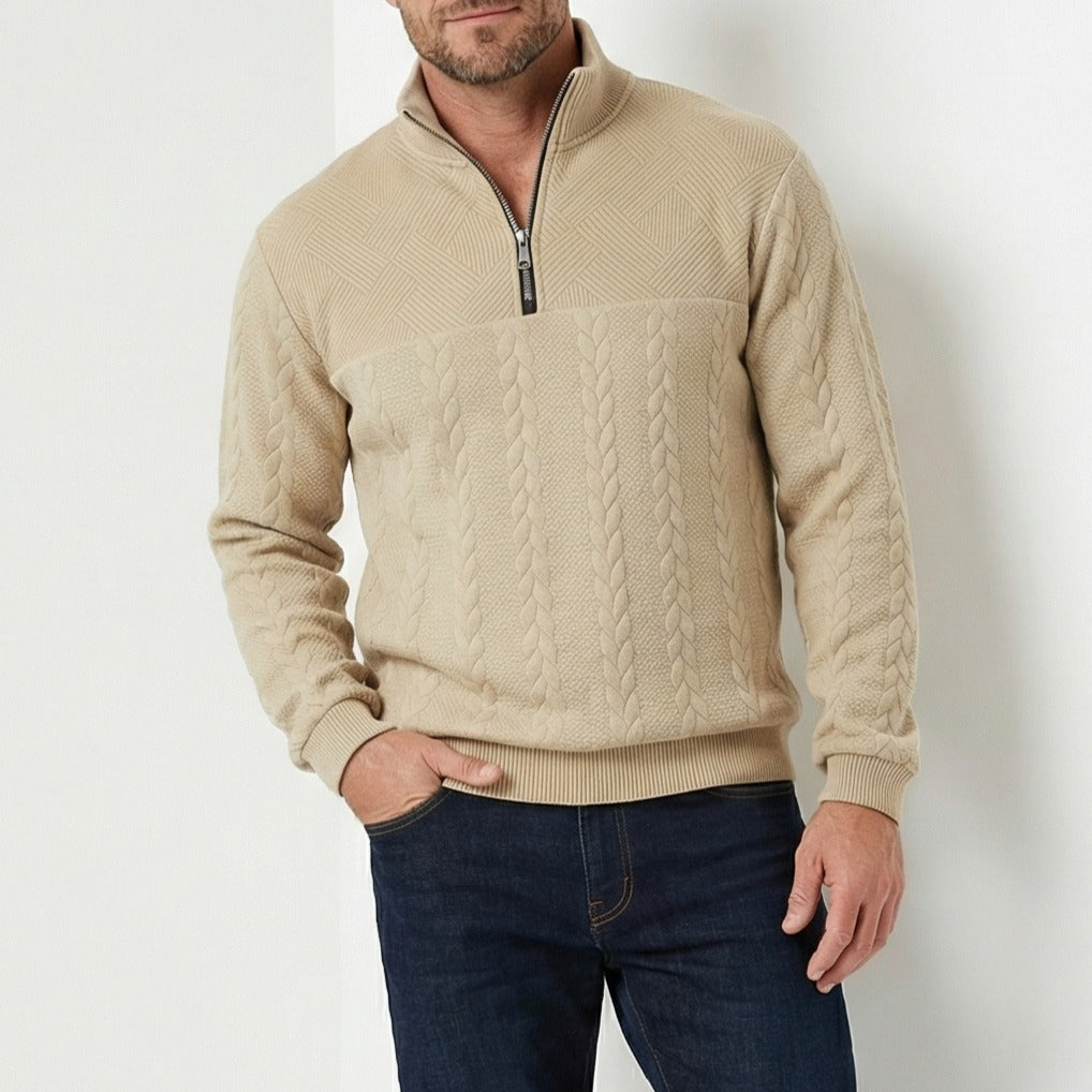 Sweatshirt col montant à zip quart pour homme | Cameron