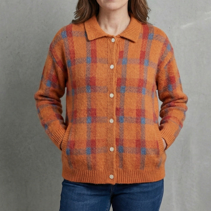 Pull à carreaux rétro élégant pour femme | Soléane