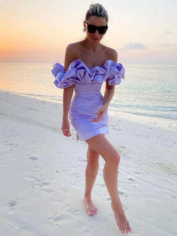 Robe midi off-shoulder élégante et fluide