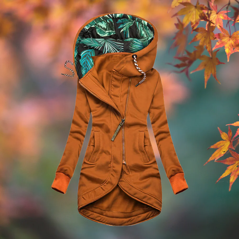 Manteau long à capuche structuré pour femme | Éloria