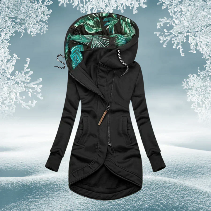 Manteau long à capuche structuré pour femme | Éloria