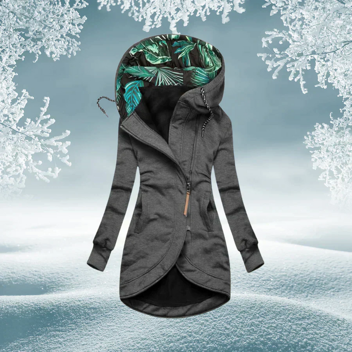 Manteau long à capuche structuré pour femme | Éloria