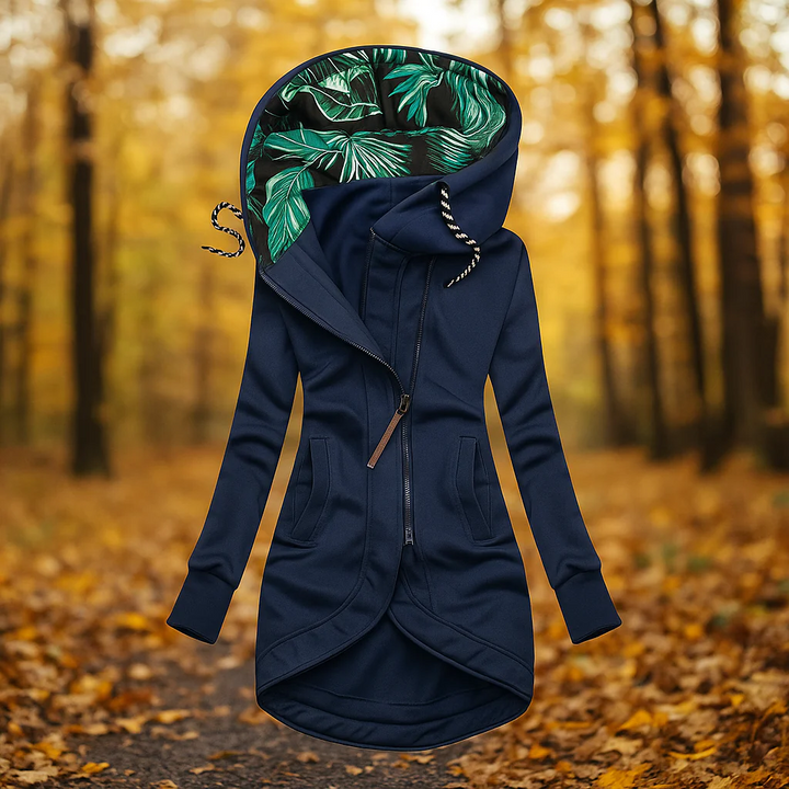 Manteau long à capuche structuré pour femme | Éloria