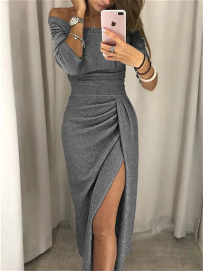 Robe Glitter Élégante avec Décolleté Off-Shoulder