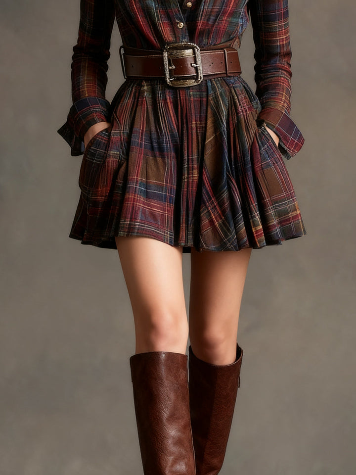Robe mini à carreaux style vintage pour femme | Élodie