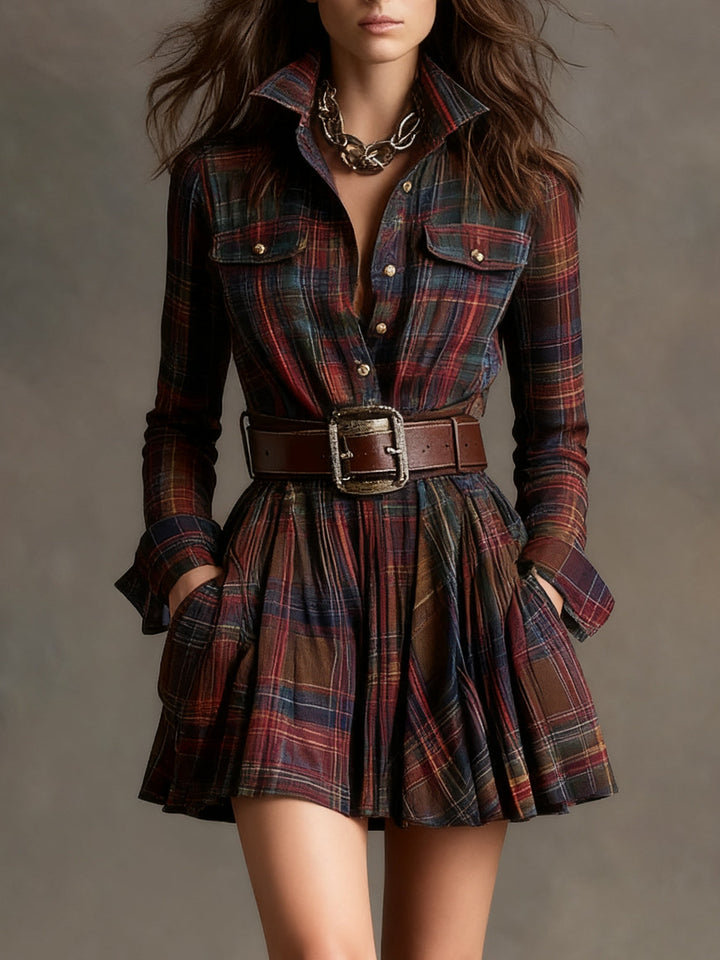 Robe mini à carreaux style vintage pour femme | Élodie