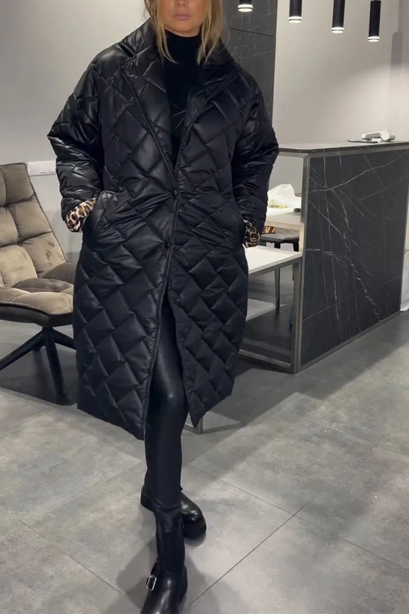 Élégant Chic Manteau | Doublure Léopard