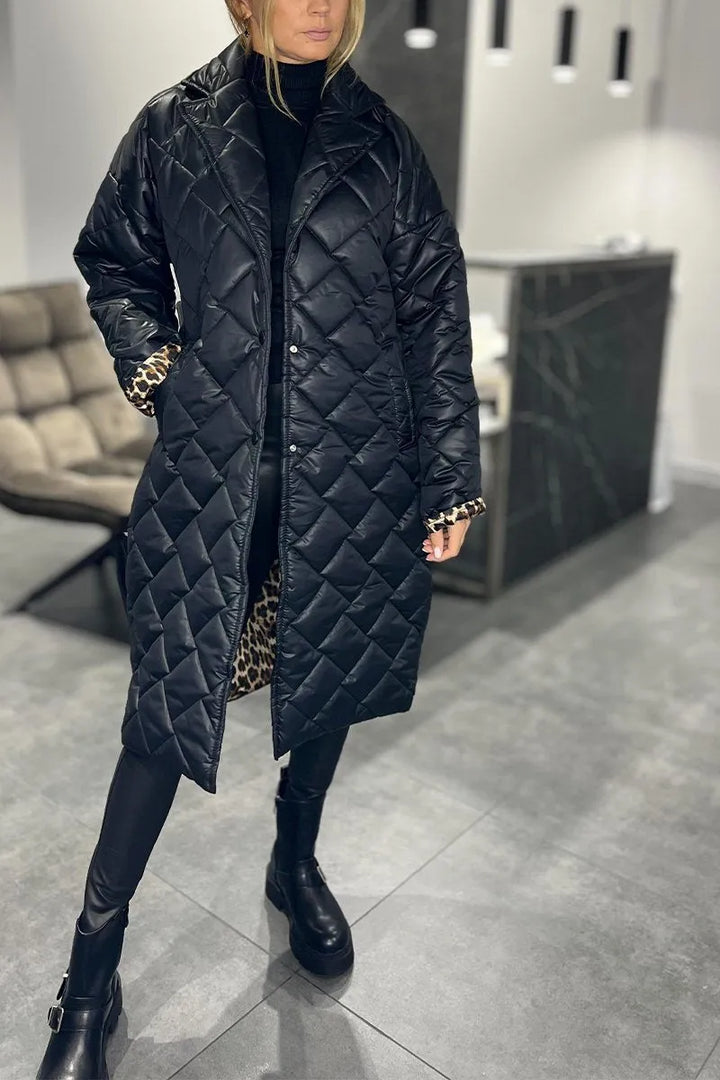 Élégant Chic Manteau | Doublure Léopard