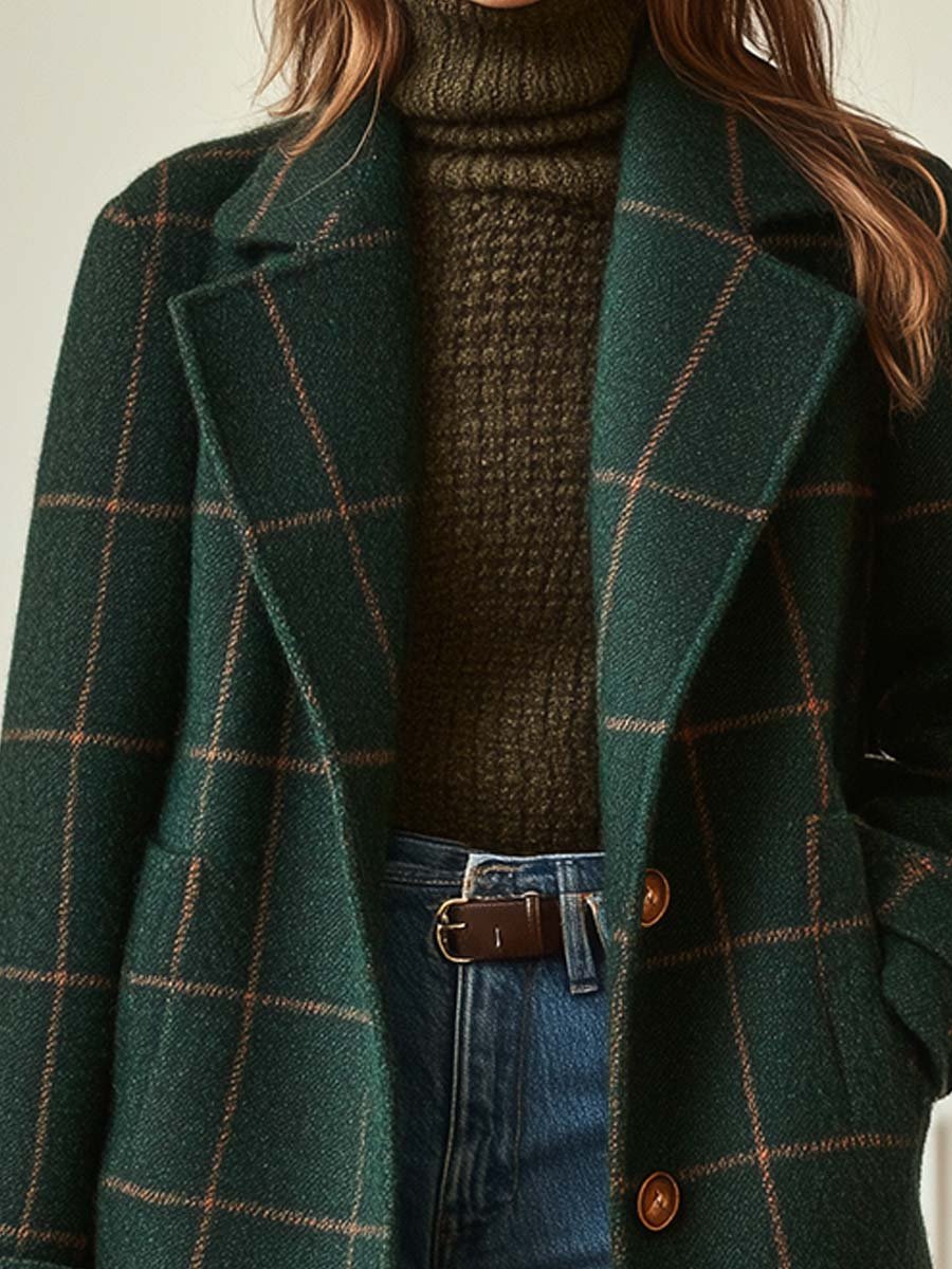 Manteau à carreaux élégant pour femme | Maélina