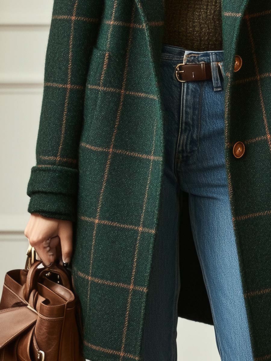 Manteau à carreaux élégant pour femme | Maélina