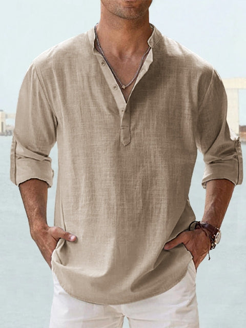 Chemise en lin homme manches longues coupe décontractée