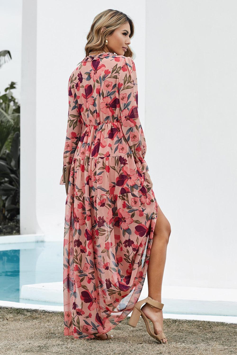 Robe longue fluide à fleurs