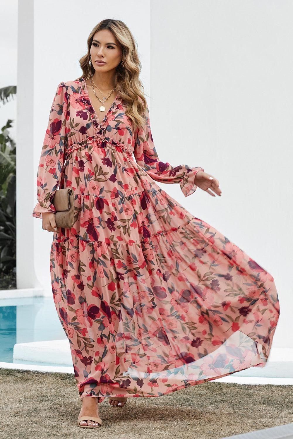 Robe longue fluide à fleurs