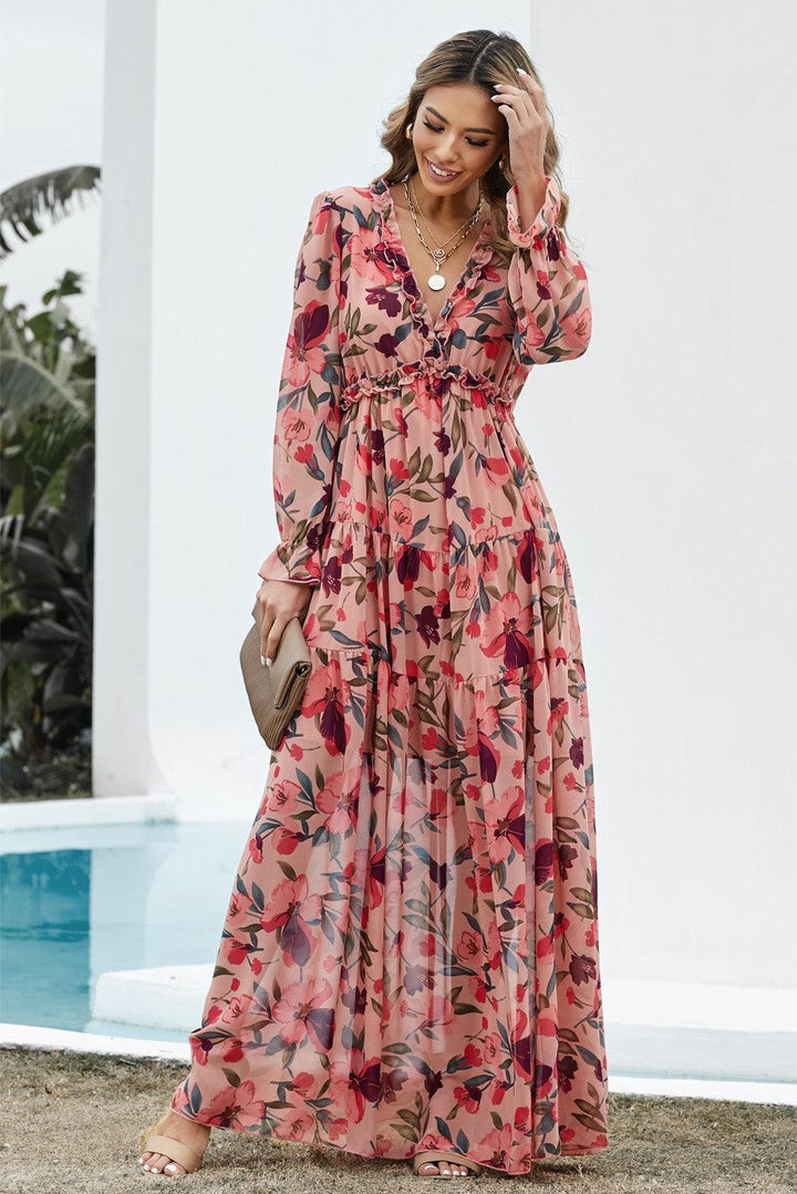 Robe longue fluide à fleurs