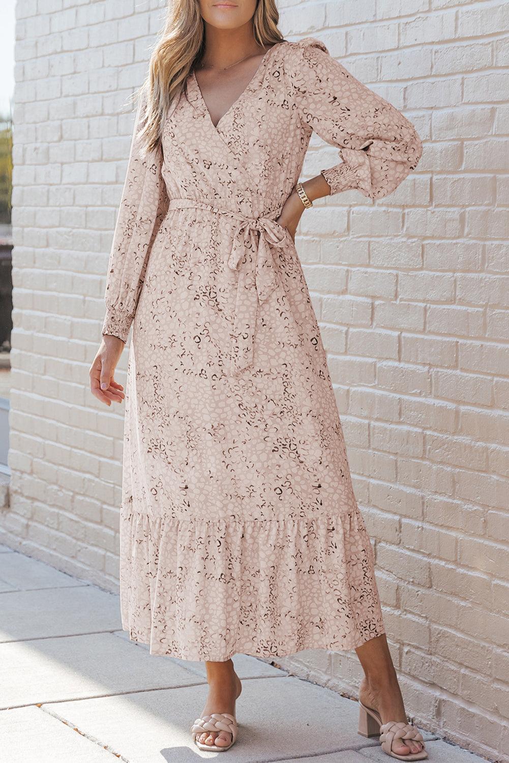 Robe longue fluide à manches bouffantes