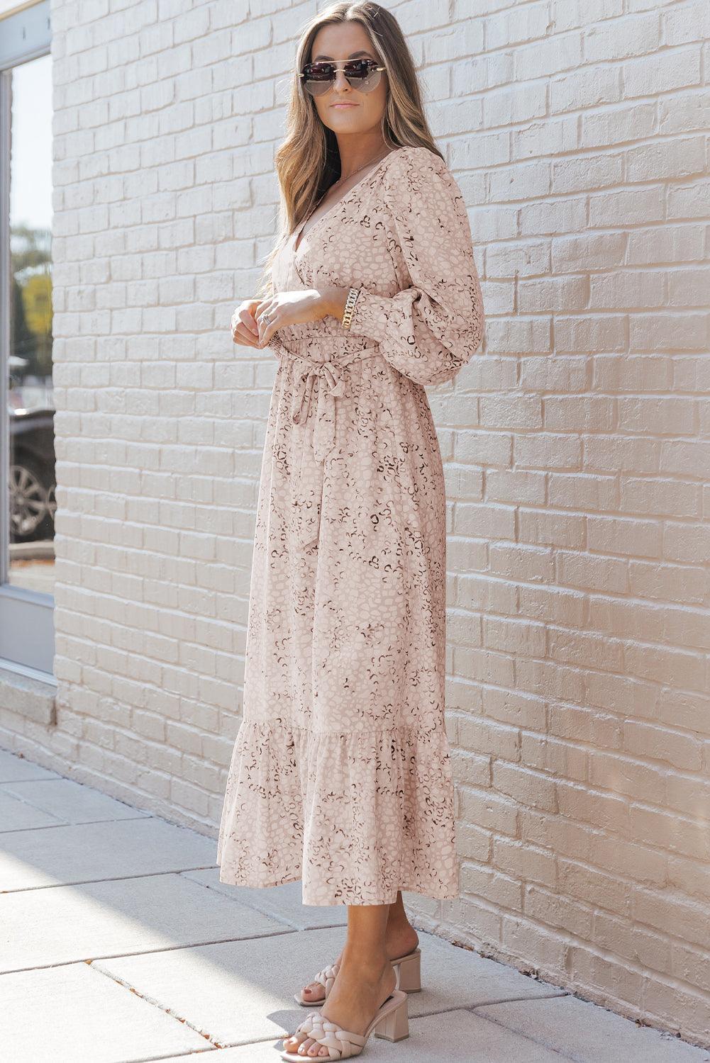 Robe longue fluide à manches bouffantes