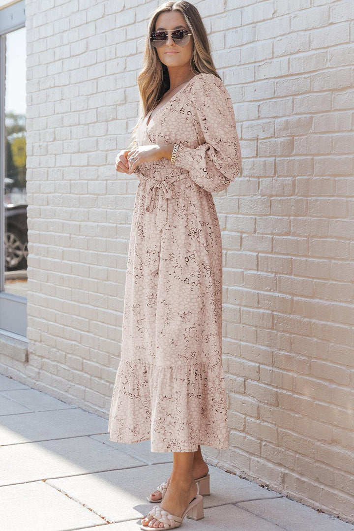 Robe longue fluide à manches bouffantes