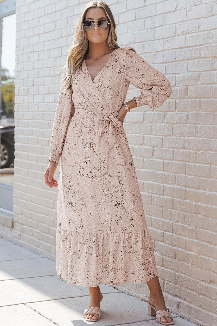 Robe longue fluide à manches bouffantes