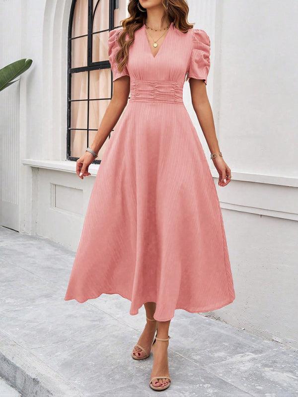 Robe midi fluide col V manches cape