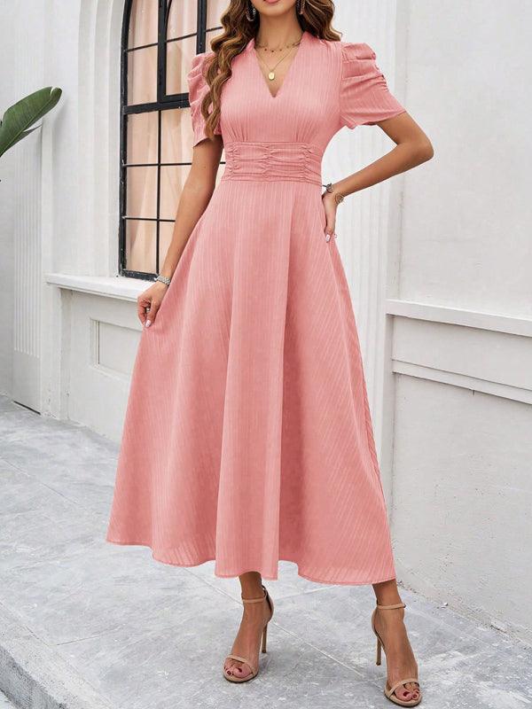 Robe midi fluide col V manches cape