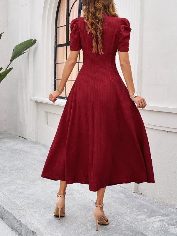 Robe midi fluide col V manches cape