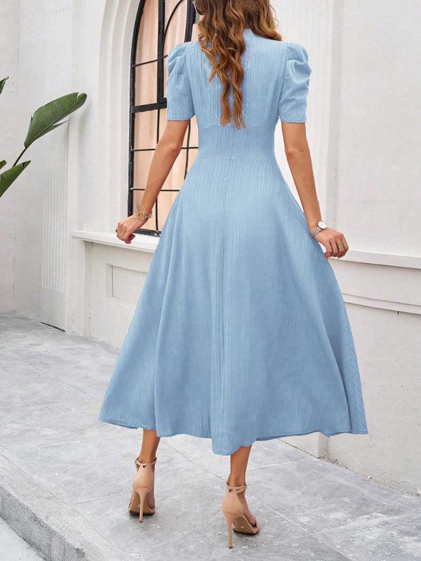 Robe midi fluide col V manches cape