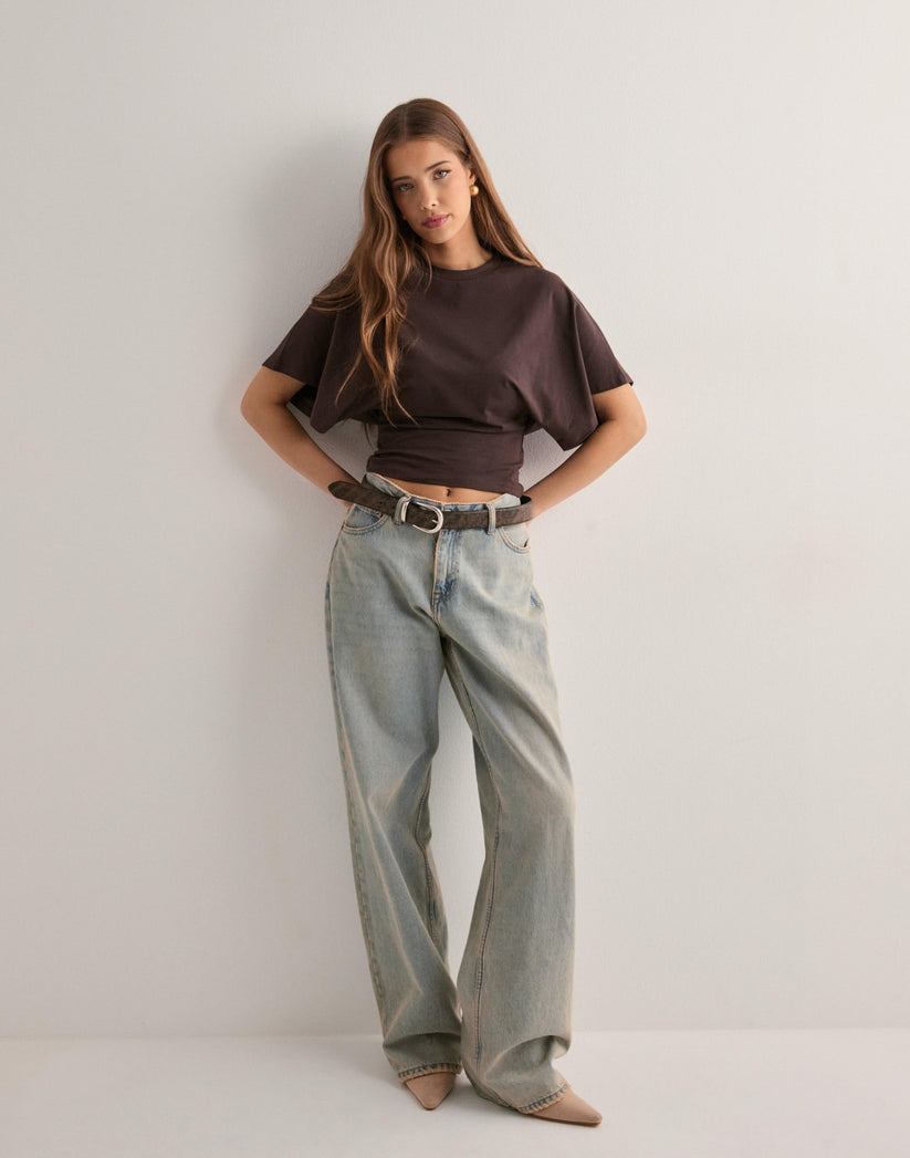 Blouse fluide manches larges taille marquée