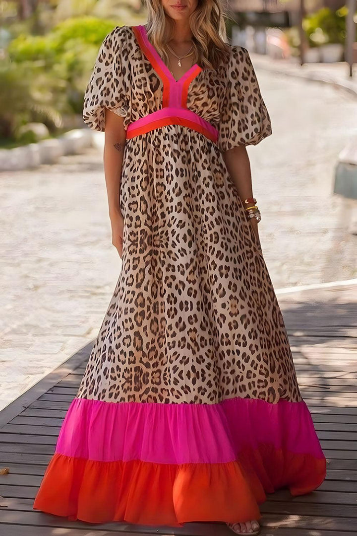 Robe longue fluide imprimé patchwork