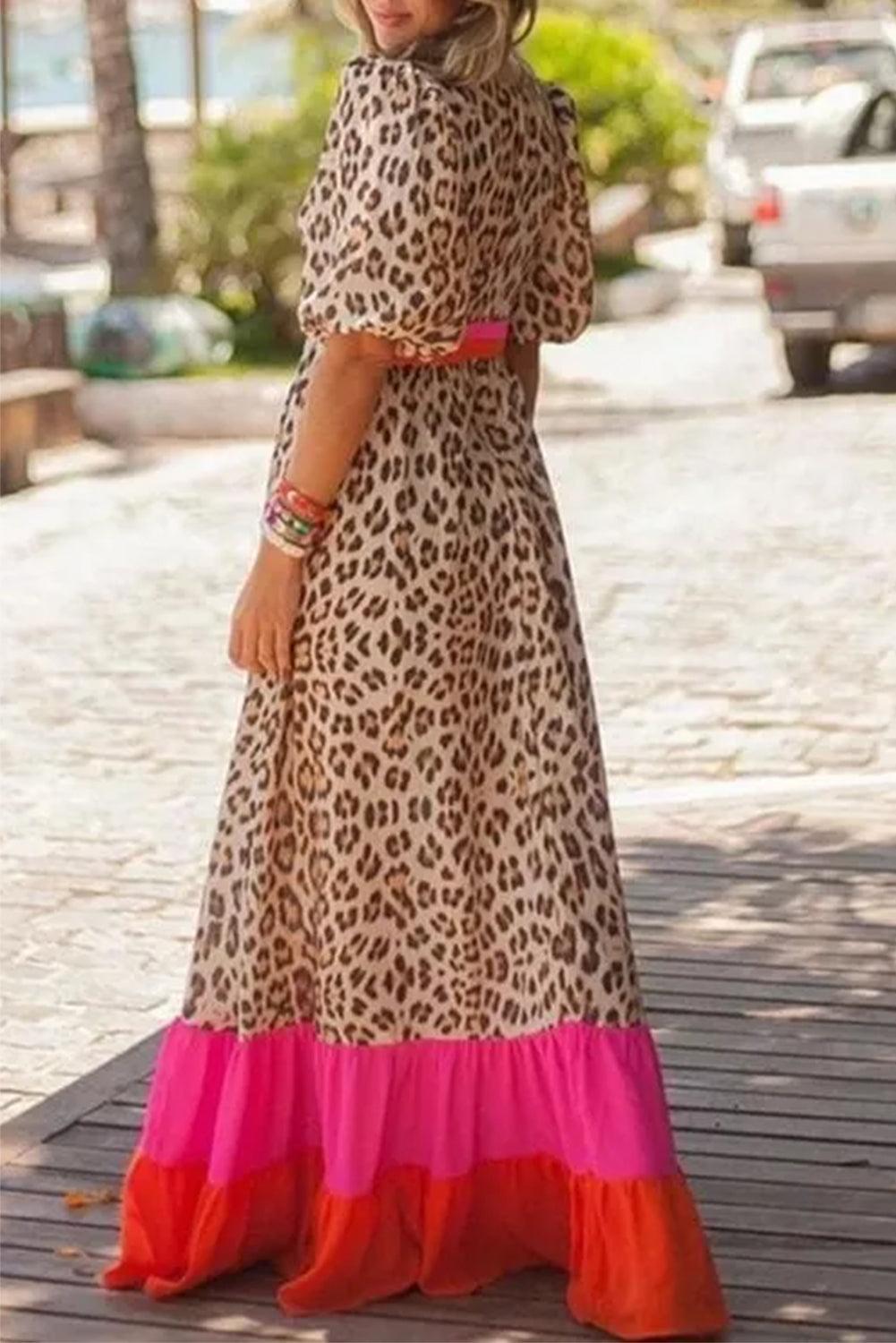 Robe longue fluide imprimé patchwork