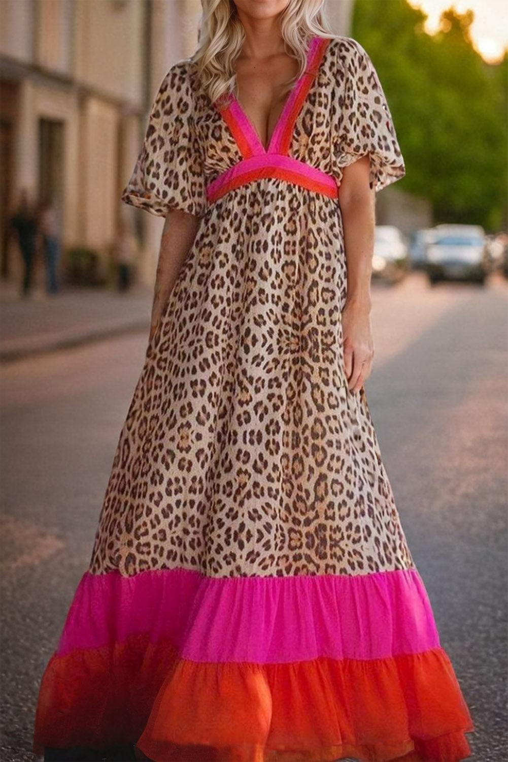 Robe longue fluide imprimé patchwork