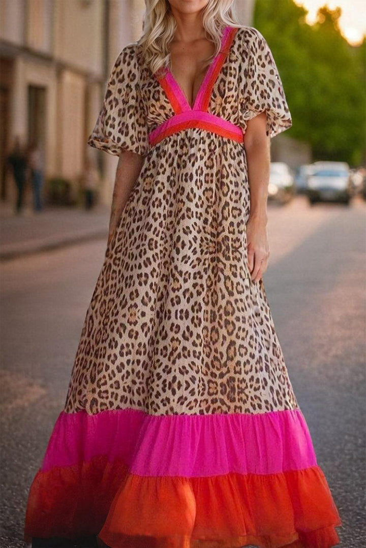 Robe longue fluide imprimé patchwork