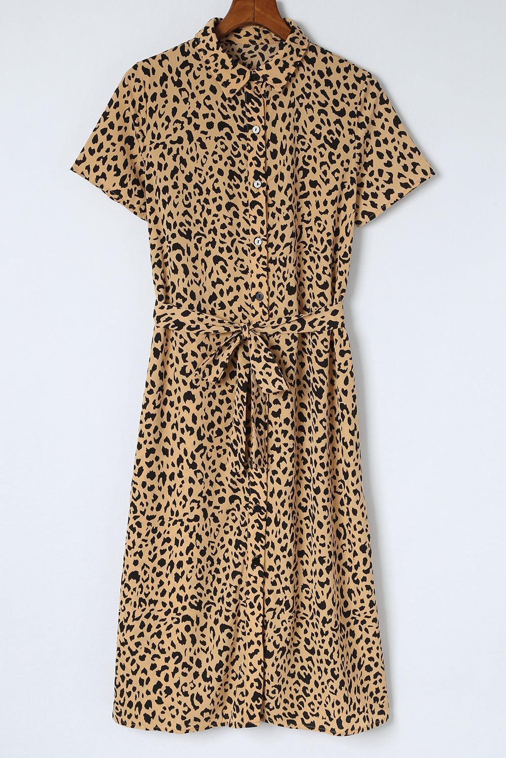 Robe midi ceinturée imprimé panthère