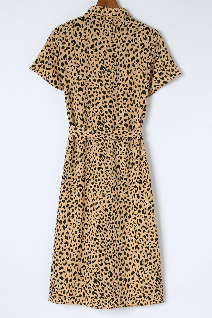Robe midi ceinturée imprimé panthère