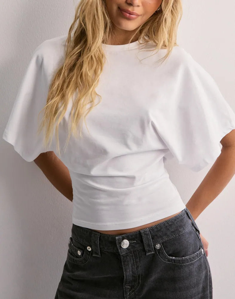 Blouse fluide manches larges taille marquée