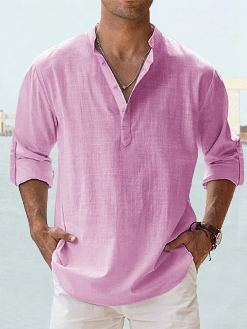 Chemise en lin homme manches longues coupe décontractée