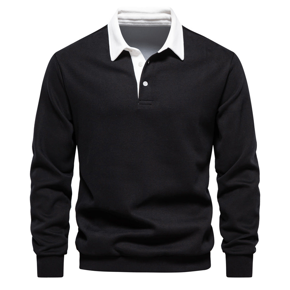 Julien | Polo Homme à Col Contrasté avec Manches Longues