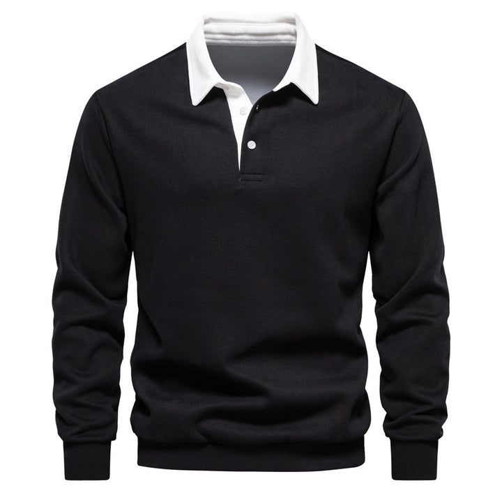 Julien | Polo Homme à Col Contrasté avec Manches Longues