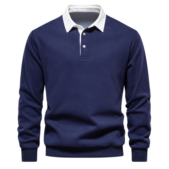 Julien | Polo Homme à Col Contrasté avec Manches Longues