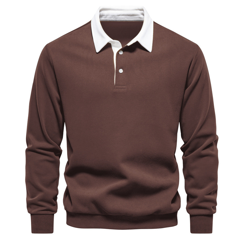Julien | Polo Homme à Col Contrasté avec Manches Longues