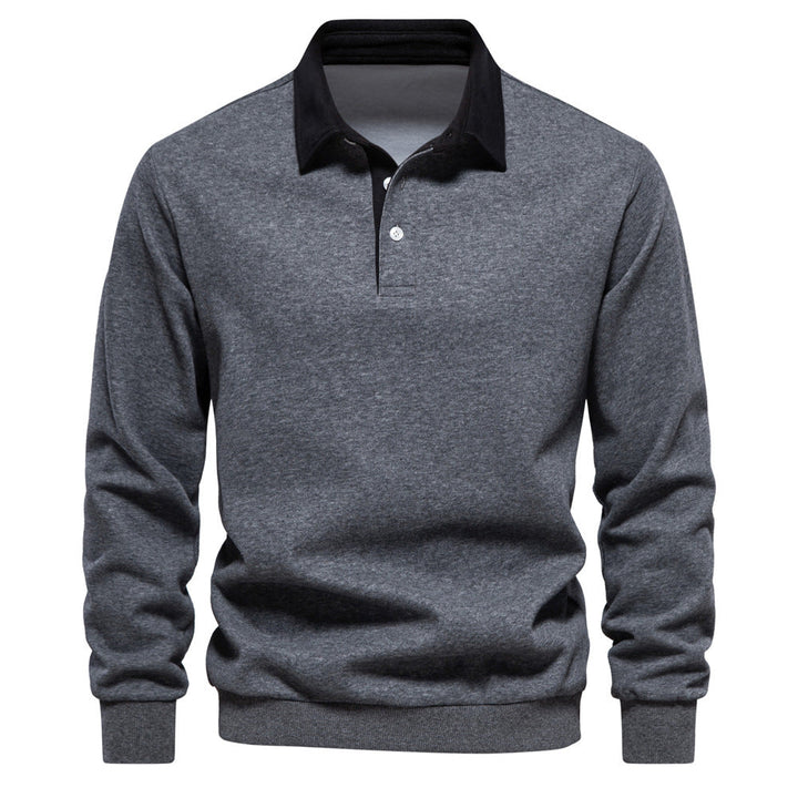 Julien | Polo Homme à Col Contrasté avec Manches Longues