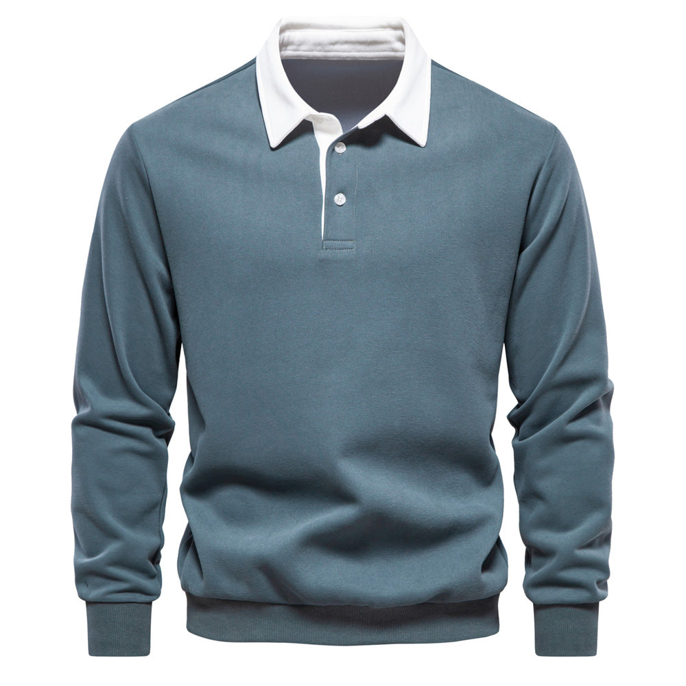 Julien | Polo Homme à Col Contrasté avec Manches Longues