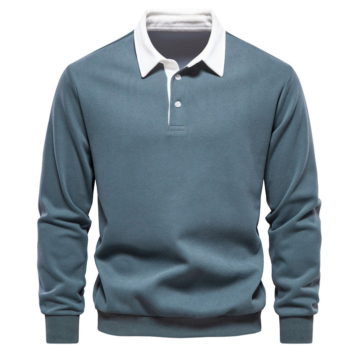Julien | Polo Homme à Col Contrasté avec Manches Longues