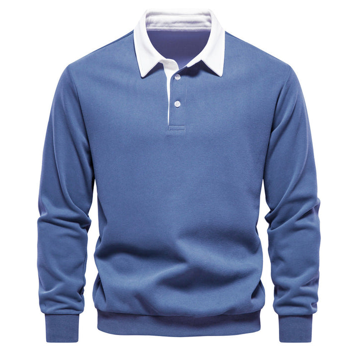 Julien | Polo Homme à Col Contrasté avec Manches Longues