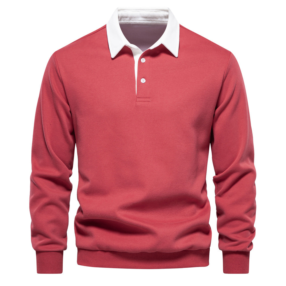 Julien | Polo Homme à Col Contrasté avec Manches Longues