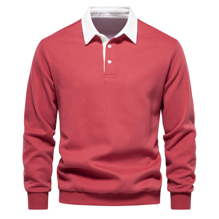 Julien | Polo Homme à Col Contrasté avec Manches Longues